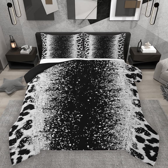 Homewish Animal Leopard Cheetah Print 2pcs Bedding Comforter Set For Teens Adults,Bling Glitter Twin Comforter Sets,Abstract Gradient Breathable Bedding Set,Breathable Home Decor,Reversible