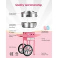 thumbnail image 5 of Commercial Cotton Candy Machine with Cart, 1000W Sugar Floss Maker for Parties, Festivals, Carnivals, Birthday Events, Easy Temp Control, Rapid Production, Pink Floss Maker with Storage and Mobility, 5 of 11
