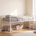 thumbnail image 2 of Costway Twin Size Low Loft Bed, Heavy Duty Metal Bed Frame with Safety Guardrails&2 Ladders White, 2 of 10