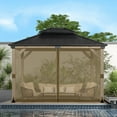 thumbnail image 6 of BPS 10' x 13' Gazebo Universal Mosquito Netting Screen Replacement, 4-Panel Screen Walls with Double Zippers for Outdoor Patio - Brown (Mosquito Net Only), 6 of 7