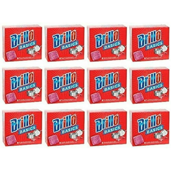 Brillo Basics Steel Wool Scrub Pads, 8-ct. Box Pack of 12 96 count