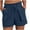 Navy, variant on Simua Women's Summer Imitation Linen Shorts Elastic Waist Drawstring Pocket Outward Turned Shorts