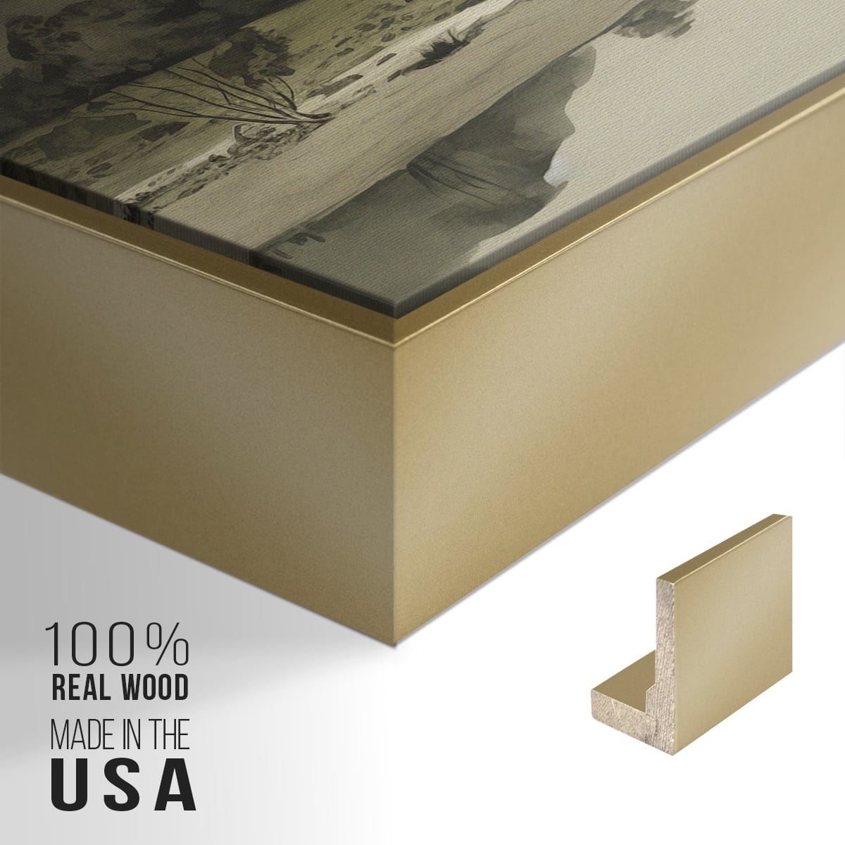 Vintage Landscape-XX By Wexford Home Framed in Gold Wood Gallery Wrapped Canvas 17 in. x 25 in.