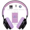 thumbnail image 3 of Auriculares inalámbricos Bluetooth AB005 de Riwbox 5.0 con micrófono, plegables con tarjeta TF, radio FM y luz LED para celulares y dispositivos Bluetooth (Negro y Morado), 3 of 3
