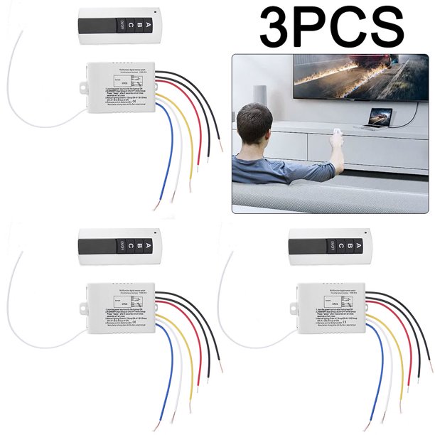 3 Uds 220V 3 Canales Interruptor Control Remoto Digital Inalámbrico para Lámpara