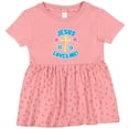 thumbnail image 3 of Inktastic Easter Jesus Loves Me with Cross and Flowers Girls Baby Dress, 3 of 5