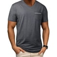 thumbnail image 2 of LTTVQM Men's T-Shirts 2026 Summer Spring V-Neck Short Sleeve Basic Tees Shirts Solid Color Casual Clothes with Pocket Dark Gray 2XL, 2 of 5