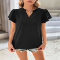 thumbnail image 3 of Women‘s Ruffle Short Sleeve V Neck Solid Color Blouse Tunic Top Basic Shirts Plus size, 3 of 6