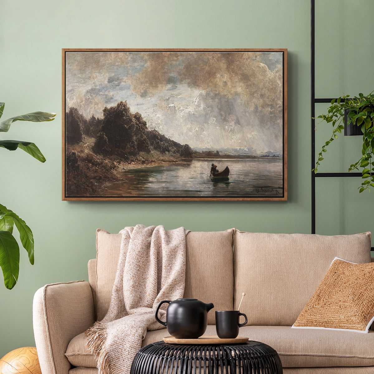 Vintage Landscape-CCXXVIII By Wexford Home Framed in Walnut Wood Gallery Wrapped Canvas 17 in. x 25 in.