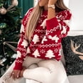 thumbnail image 3 of 2022 Autumn Fashion Christmas Tree Print Sweater Women Casual Long Sleeve O Neck Pullover Sweater Ladies Loose Patchwork Sweater, 3 of 6