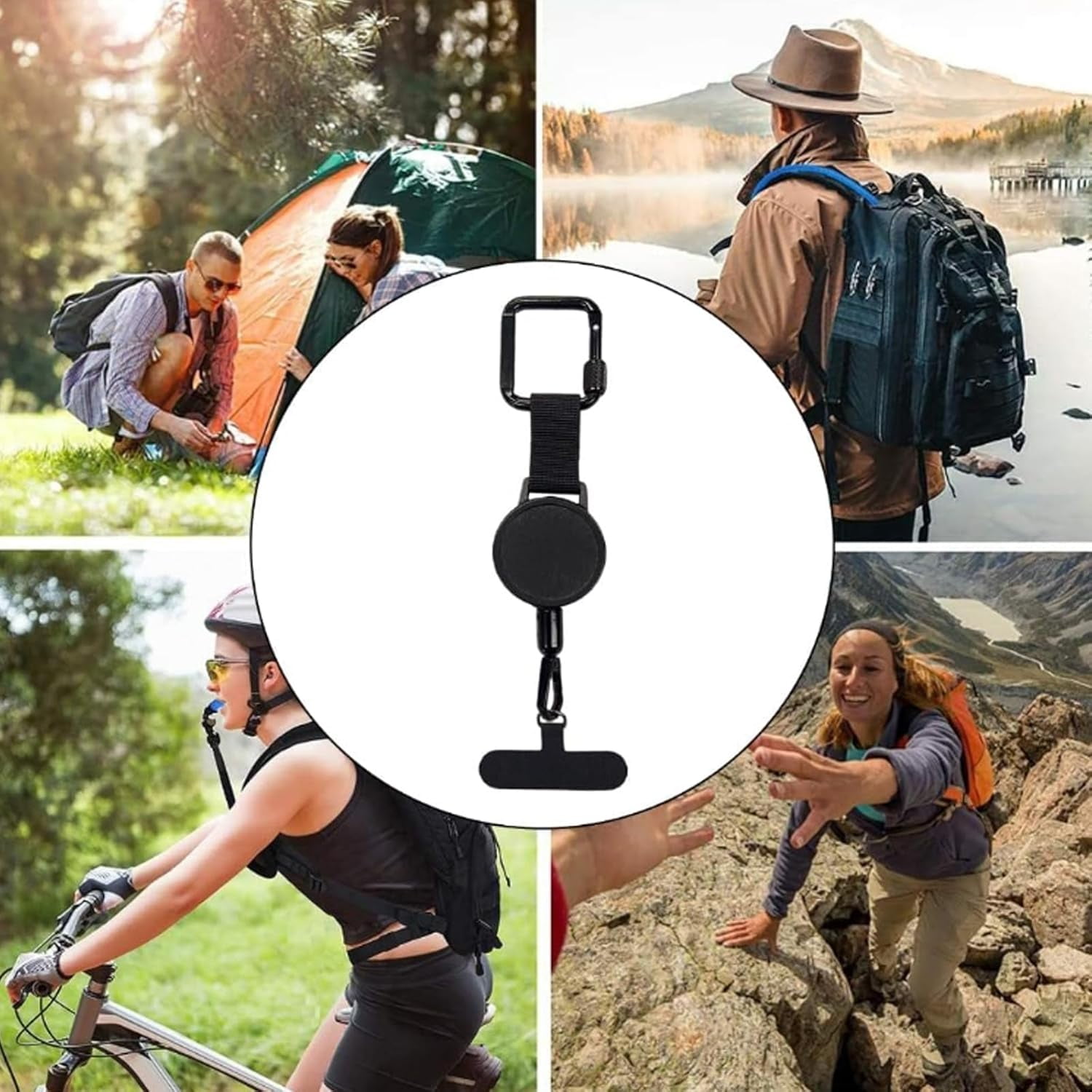 Outdoor Anti-Theft Retractable Phone Lanyard with Carabiner, Anti-Drop Retractable Steel-Cable Phone Holder & Keychain Tether for Commuting, Travel, Outdoor Activities