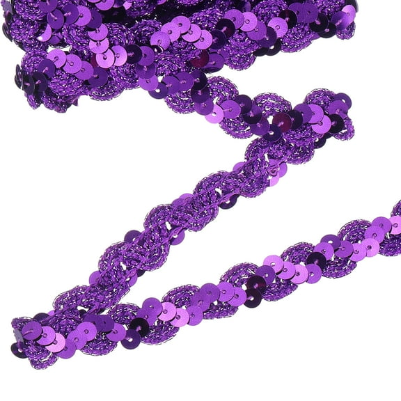 11 Yard Sequins Trim Ribbon 0.6 Inch Sequin Gimp Braid Trim Spangle Flat Sequins for Crafts Sewing Clothes Home Party Decoration, Dark Purple