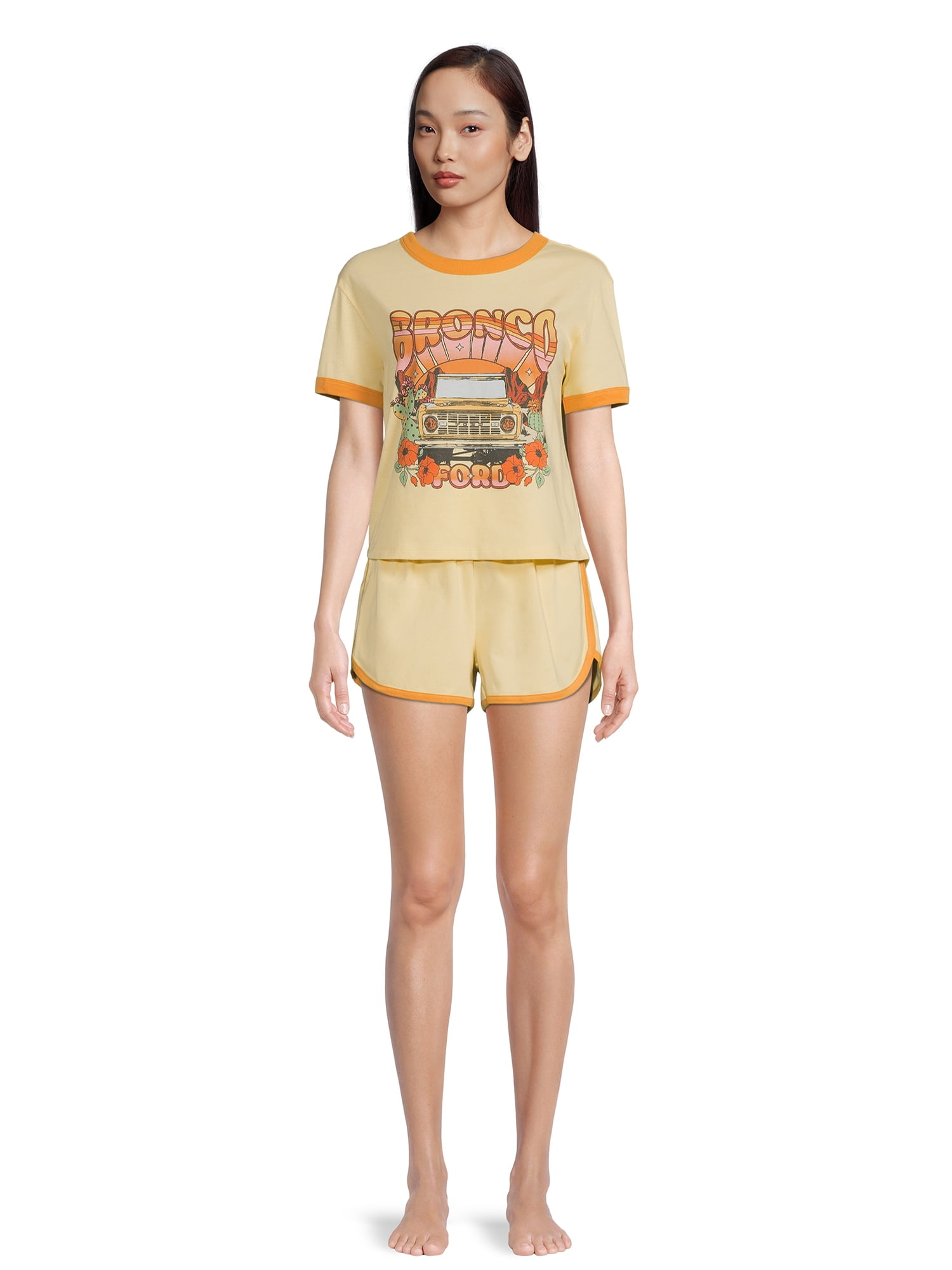 Ford Bronco Women's Ringer Tee and Lounge Set, 2-Piece