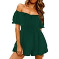 thumbnail image 1 of HBFAGFB Combinaison Pantalon Femme Mode à Volants Col Unique Manches Courtes Short Ample Chic Combishort Vert Taille P, 1 of 4