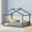 Gray, variant on Full Size Montessori Bed, Full Floor Bed with Fence, Wood House Bed with Slat, Gray