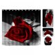 thumbnail image 2 of Juego de cortinas de ducha con rosas rojas, tapetes y ganchos, juego de baño de 4 piezas con tapetes suaves, tapa de inodoro, tapete y cortina impermeable, cortinas de ducha de tela rosa con tapetes., 2 of 5