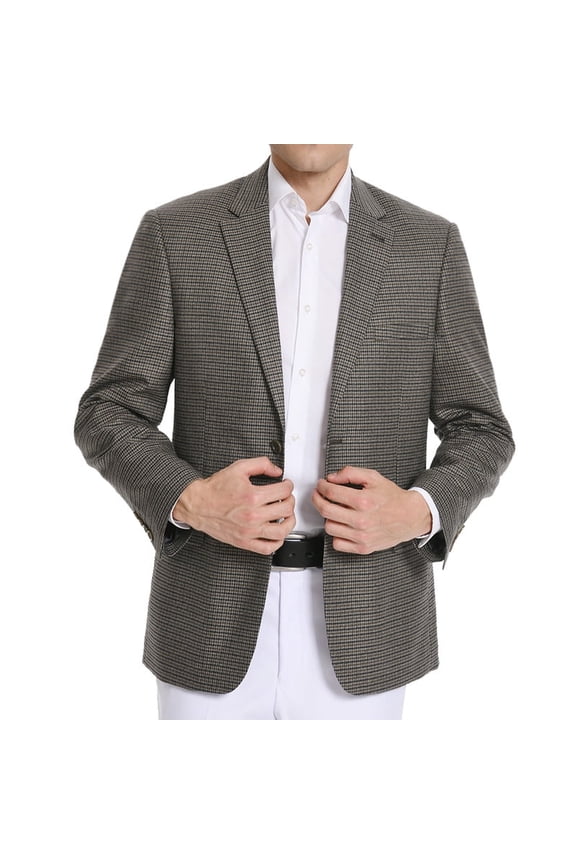 Men's Houndstooth Sport Coat Classic Fit Plaid Stretch Jacket Blazer