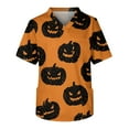 thumbnail image 2 of Domuza Mens Scrubs Top Plus Size V Neck Short Sleeve Horror Novelty Print Carer Top Soft Comfort Elastic Working Blouse with Pockets Ginger L, 2 of 5