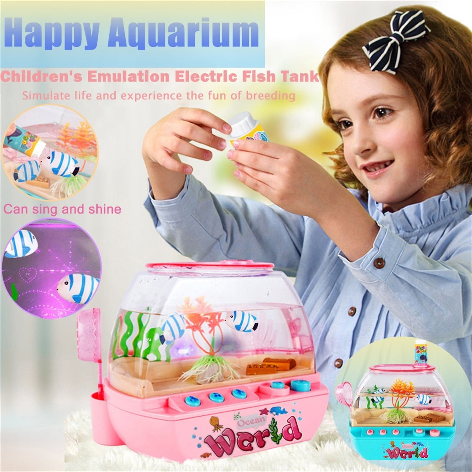 Fridja Mini Aquarium for Kids Fishing Toys Artificial Fish Tank