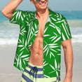 thumbnail image 7 of Gukieu Bamboo Print Men's Short-sleeved Shirts, Button-down Lapel Hawaiian Shirts, T-shirts, Beach Vacation Summer Casual Wear,Small, 7 of 7
