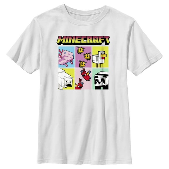 Boy's Minecraft Animal Mobs Boxes  Graphic Tee White Medium