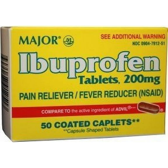 Major Ibuprofen Tablets, 200 mg, 50 Count