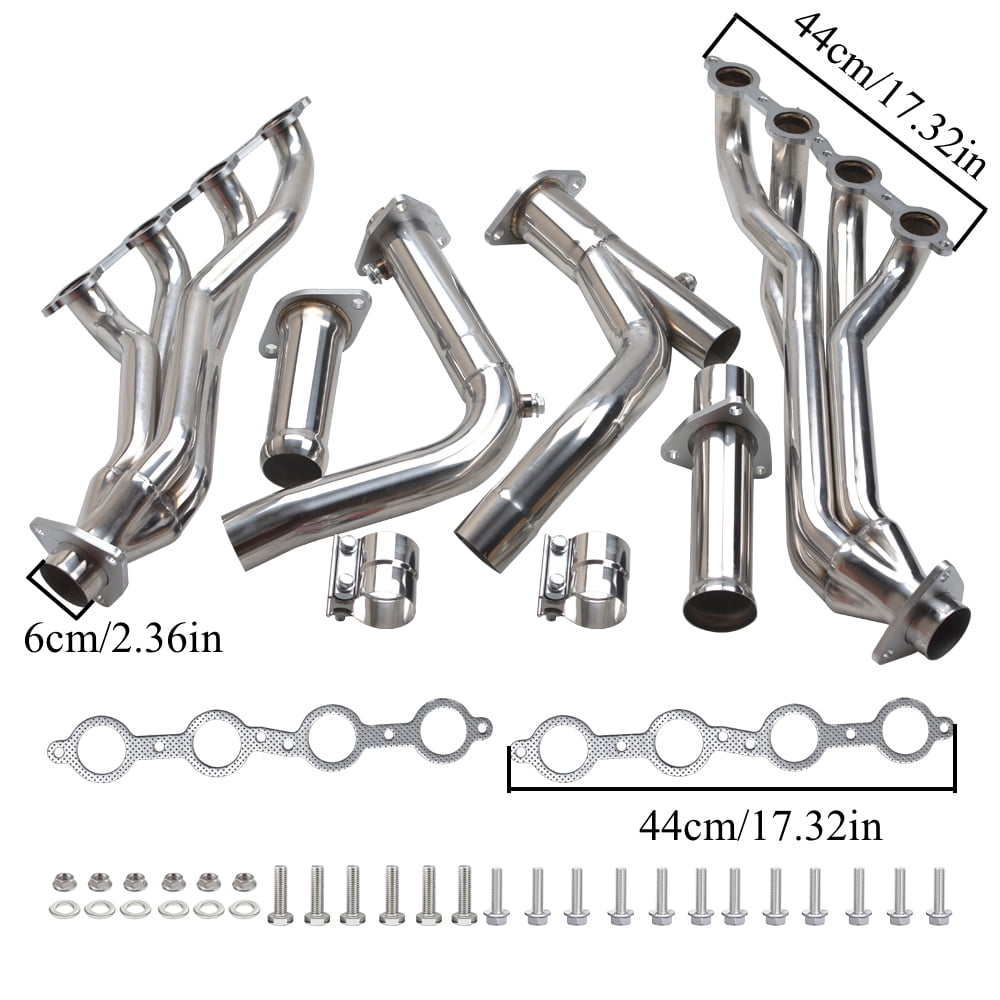 Panlongic Stainless Steel Long Tube Exhaust Manifold Headers For Chevy GMC Silverado/Sierra 4.8L/5.3L/6L 2007-2014