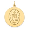 thumbnail image 3 of 14k Yellow Gold Solid / Round Miraculous Mary Brushed Matte Finish Pendant Charm Medal, 3 of 5
