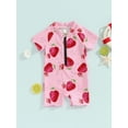 thumbnail image 2 of JYYYBF Baby Girl Swimwear Summer Strawberry Print Short Sleeves Swimsuits for Toddler Bathing Suits Beachwear, 2 of 7