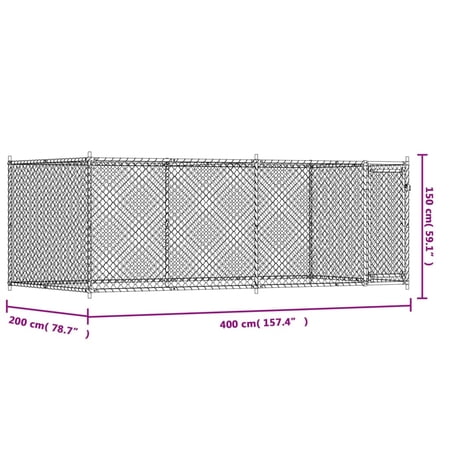 vidaXL 犬用ケージ ドア付き グレー 4x2x1.5 m 亜鉛メッキ鋼動物 ペット用品 ペット用品 犬用品 犬小屋・ドッグラン 代引不可