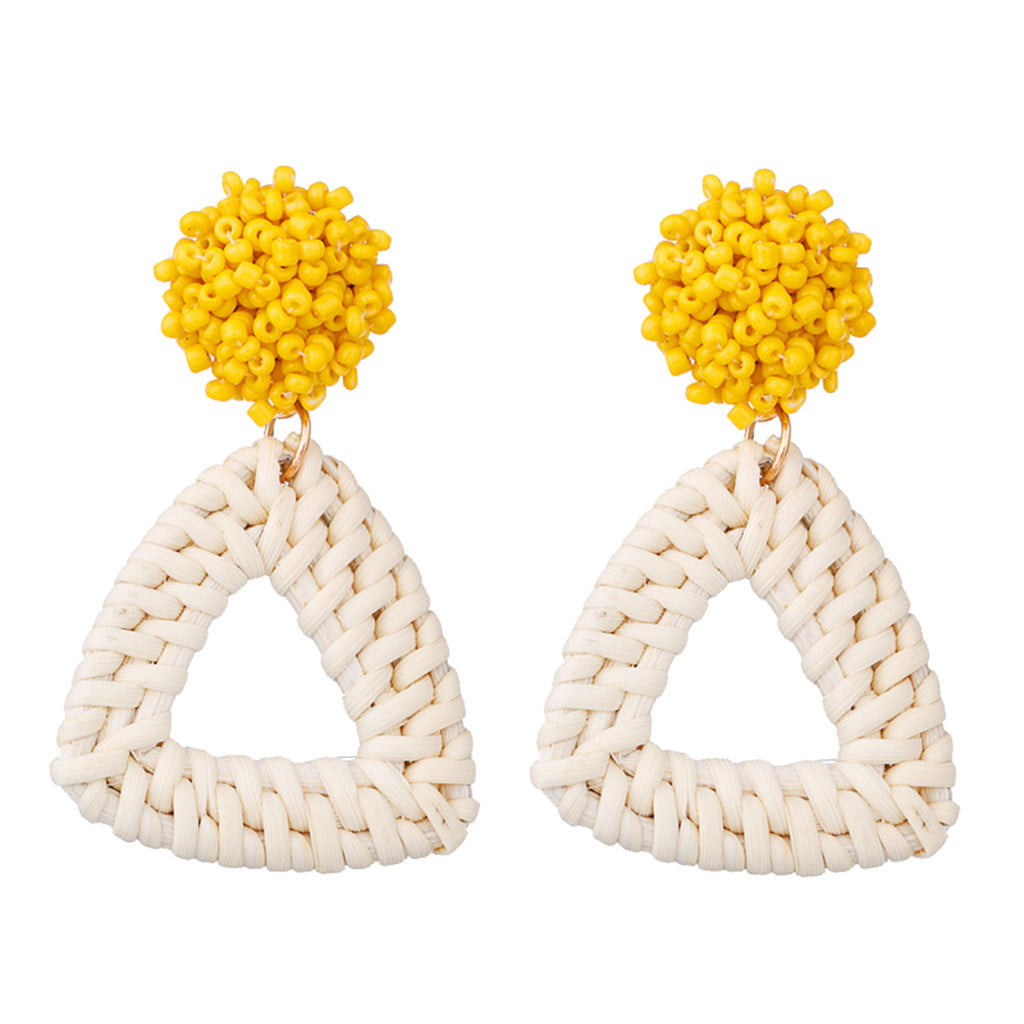Lemon dangling knit earrings