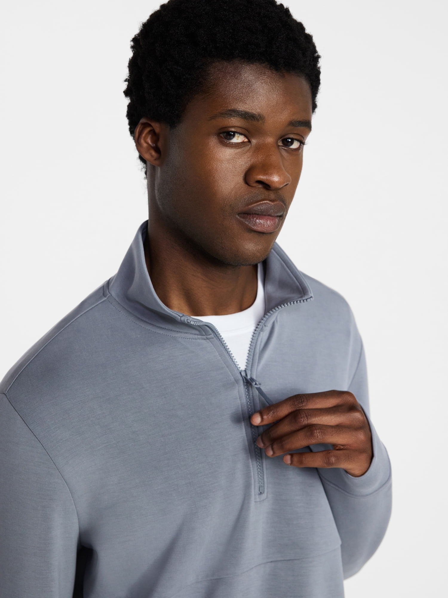 Athletic Works Men's Scuba Knit Quarter Zip Sweatshirt, Sizes S-3XL
