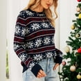 thumbnail image 6 of Odeerbi Sweaters For Women Turtleneck Sweater Knit Christmas Print Recreational Pullover Long Sleeve Tops Navy, 6 of 8
