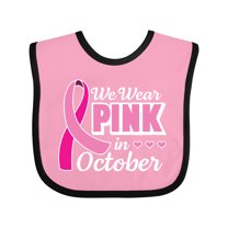 Inktastic Breast Cancer Awareness We Wear Pink in October Girls Baby Bib