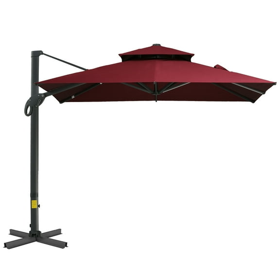 CoSoTower 10FT Offset Patio Umbrella, Hanging Cantilever Umbrella, Square Shape, Aluminum Cross Base, Tilt, 360-Degree Rotation, Red