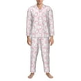 thumbnail image 3 of Honeii Cute Rabbit Pattern Mens Pajamas Set,2pcs Men's Lounge Long Sleeve Sleep Shirt and Pajama Bottoms Sleepwear Set,Mens Pjs Sets-X-Large, 3 of 7