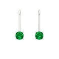 thumbnail image 3 of Clara Pucci 0.5 ct Brilliant Round Cut Drop Dangle VVS1 Genuine Conflict free Green Emerald Solid 14K White Gold Designer Everyday Earrings Lever Back, 3 of 5