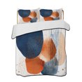 thumbnail image 2 of Navy Blue Burnt Orange Queen Size Down Alternative Comforter, Lightweight Comforter Quilt Bedding Set with Pillow Shams Artwork Vintage Geometric All Seasons Bed Comforter Duvet Insert 90"x96", 2 of 7