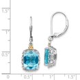 thumbnail image 5 of Sterling Silver Two Tone Silver And Gold Plated Sterling Silver w/Blue Topaz Earrings, 5 of 5