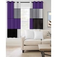 thumbnail image 2 of Purple Grey Blackout Curtains 63 Inches Long for Bedroom, Modern Purple Geometric Thermal Insulated Room Darkening Black Out Window Curtain Panels Grommet Drapes for Living Room, 2 of 8