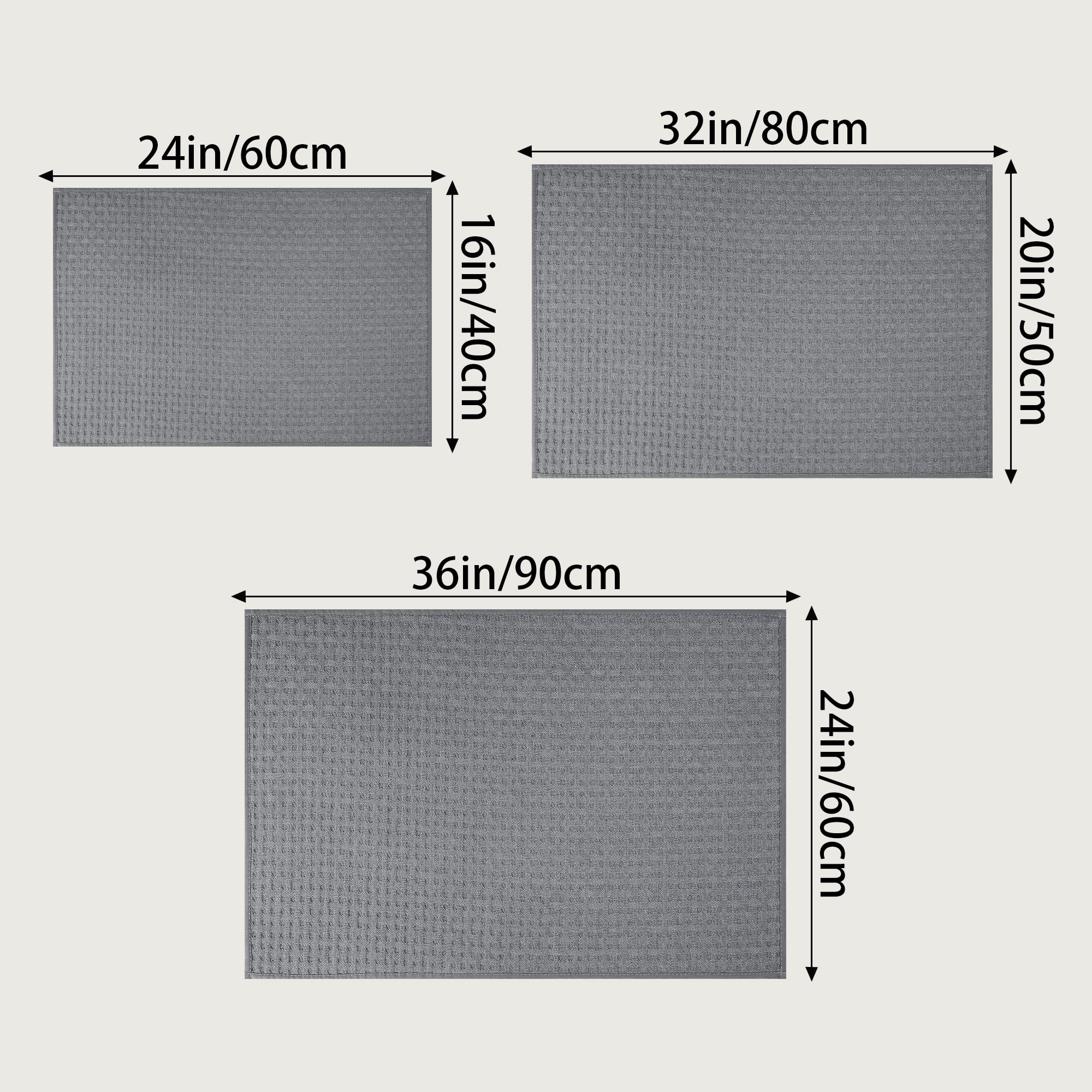Unique Bargains Weaving Pattern Soft Absorbent Bath Mat Grey 20" x 32"