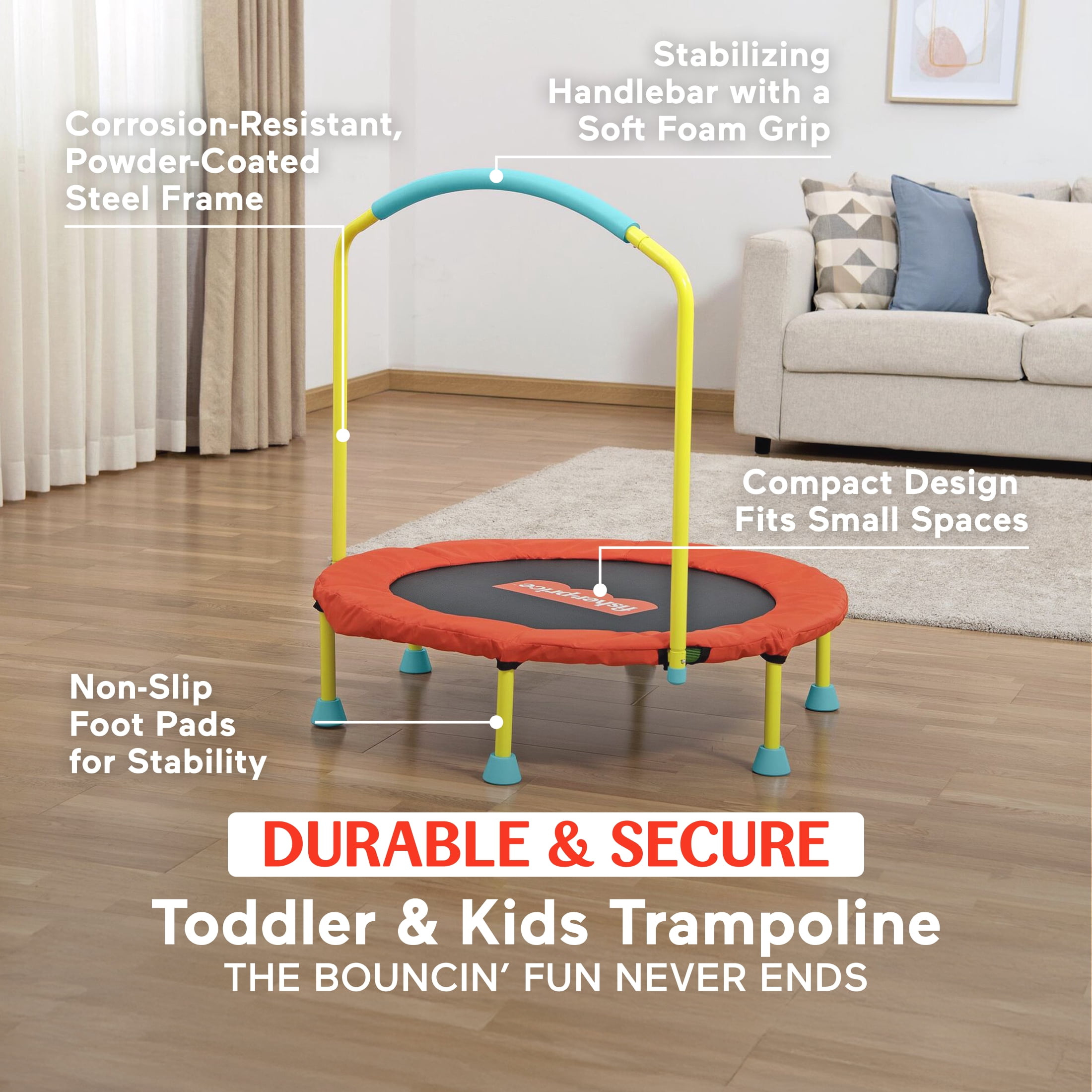 Open Box Fisher-Price WonderJump 36" Round Indoor Mini Trampoline, Multicolor