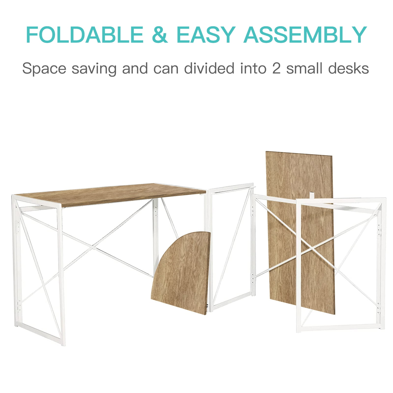 Kadyn L Shaped Computer Desk, Modern Office Desk for Small Space Home, Foldable Computer Workstations for Bedroom, White Kadyn L Shaped Computer Desk, Modern Office Desk for Small Space Home, Foldable Computer Workstations for Bedroom, White