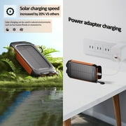 بنك الطاقة الشمسية SOLPOWBEN 38800mAh متوافق مع شاحن محمول بقوة 12 وات لأجهزة iPhone/Android مع بطاريتين لمصباح يدوي SOS للتخييم في الهواء الطلق والمشي لمسافات طويلة (برتقالي)