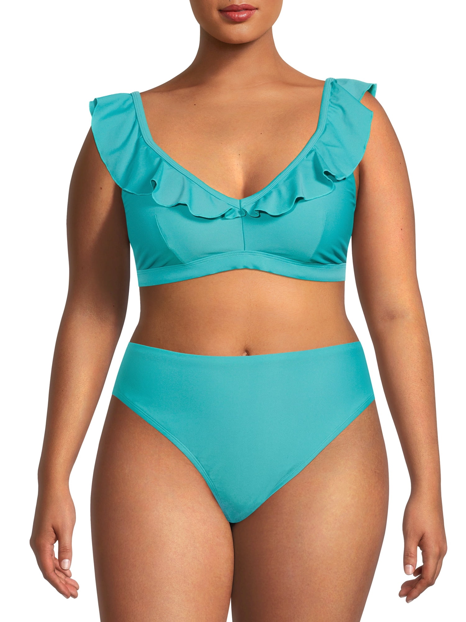 Time and Tru Women’s and Women's Plus Size Bikini Top with Flutter