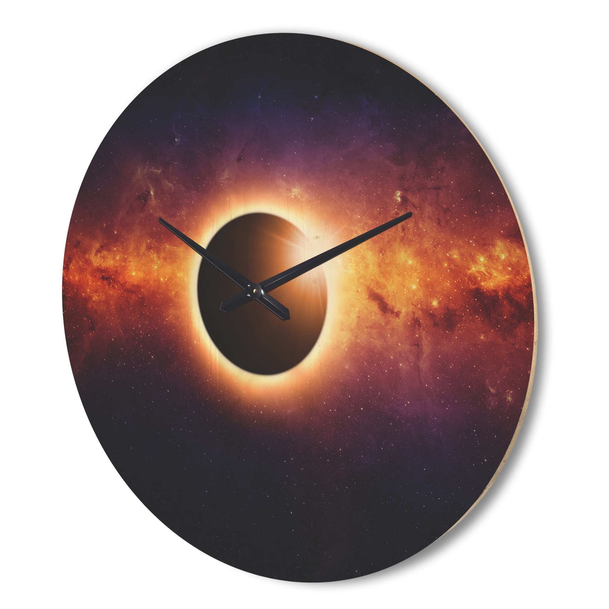 Designart 'Full Galaxy Eclipse View ' Modern Wood Wall Clock