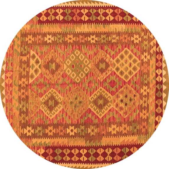 Ahgly Company Indoor Round Southwestern Orange Country Area Rugs, 3' Round