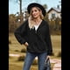 thumbnail image 5 of Sudadera con Capucha y Cremallera para Mujer, de Larga, Informal, de Gran Tamaño, con Bolsillos. Negro L, 5 of 10