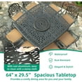 thumbnail image 7 of VIVIJASON Outdoor 64" Patio Dining Table for 8 Person, Large Patio Square Dining Table with 24" Lazy Susan, Dark Bronze Cast Aluminum Rustic Patio Table W/Umbrella Hole for Balcony, Porch and Deck, 7 of 7
