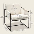 thumbnail image 3 of HOMCOM Modern Accent Chair, Chenille Armchair with Side Pockets, Beige, 3 of 10